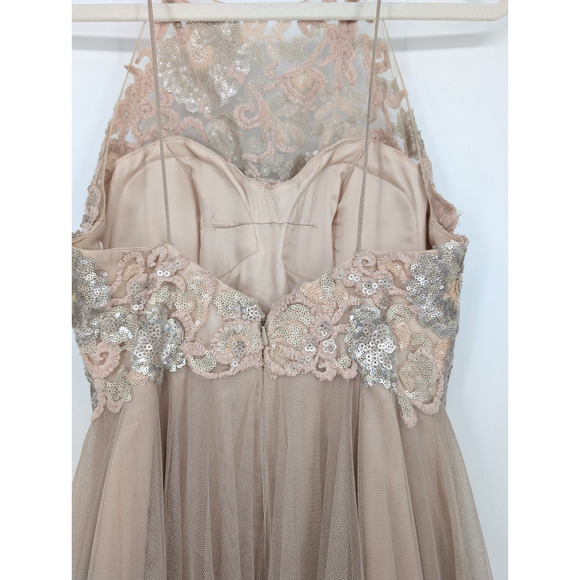 Watters Carly Lace Sequin Bodice Sheer Tulle Skirt Maxi Bridal Formal Event Gown - Picture 11 of 15